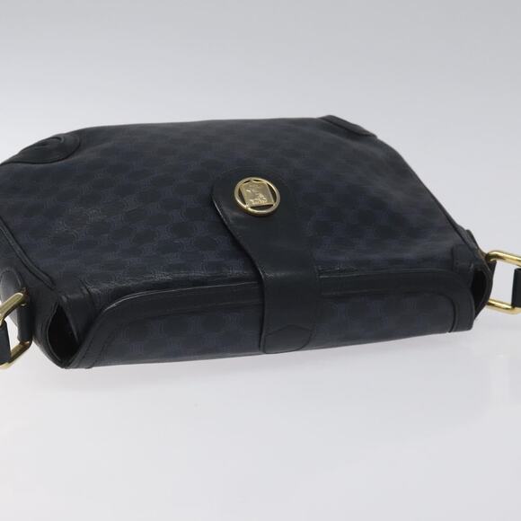 CELINE Macadam Canvas Shoulder Bag Leather Navy Gold - Picture 6 of 12